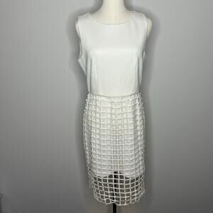 J by JOA Cage Off White Sleeveless Full Zip Dress Womens Size Medium